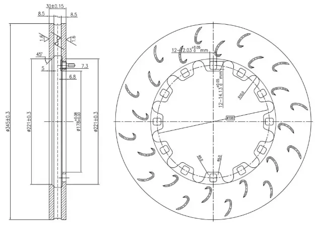 Picture of Fully floating disk rotors 345 x 30mm